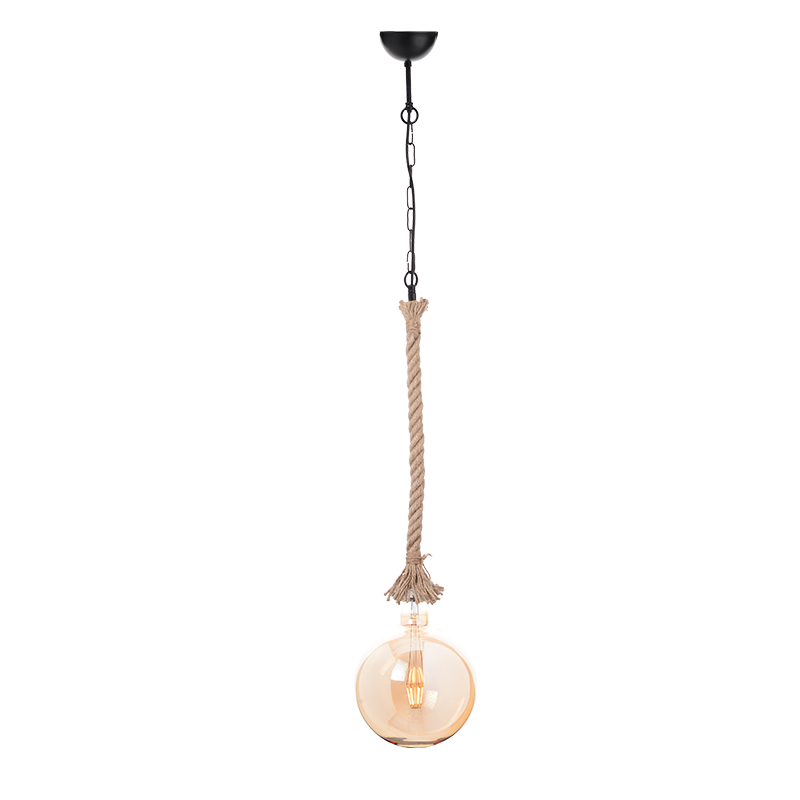 PENDANT 1XE27 BLACK METAL+SINGLE BRAIDED ROPE+CHAIN Η100CM 50BRC PENDANT 1XE27 BLACK METAL+SINGLE BRAIDED ROPE+CHAIN Η100CM 50BRC