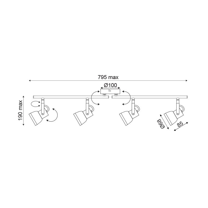 PHASING OUT WALL MOUNTED LUMINAIRE 4×GU10 METALLIC RUST SHADE 68×10×19CM INKA MC167794R PHASING OUT WALL MOUNTED LUMINAIRE 4×GU10 METALLIC RUST SHADE 68×10×19CM INKA MC167794R