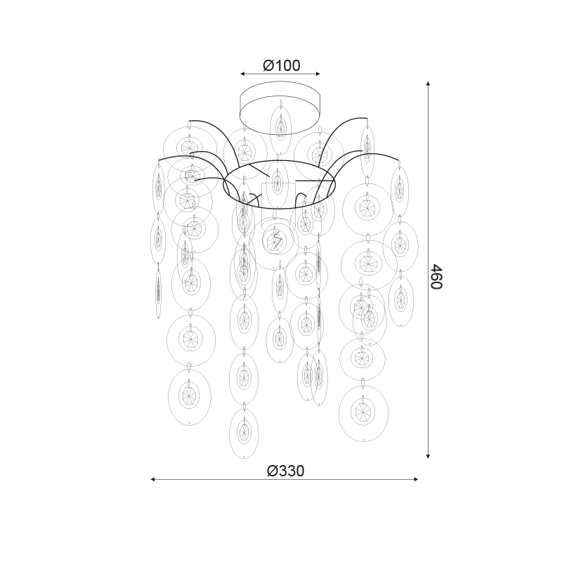 PHASING OUT PENDANT 1XE27 ACRYLIC+ CHROME METAL Φ30ΧΗ46CM FAIDRA SF171411C
