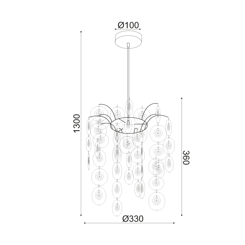 PHASING OUT PENDANT 1XE27 ACRYLIC+ CHROME METAL Φ30ΧΗ130CM FAIDRA SF171411P