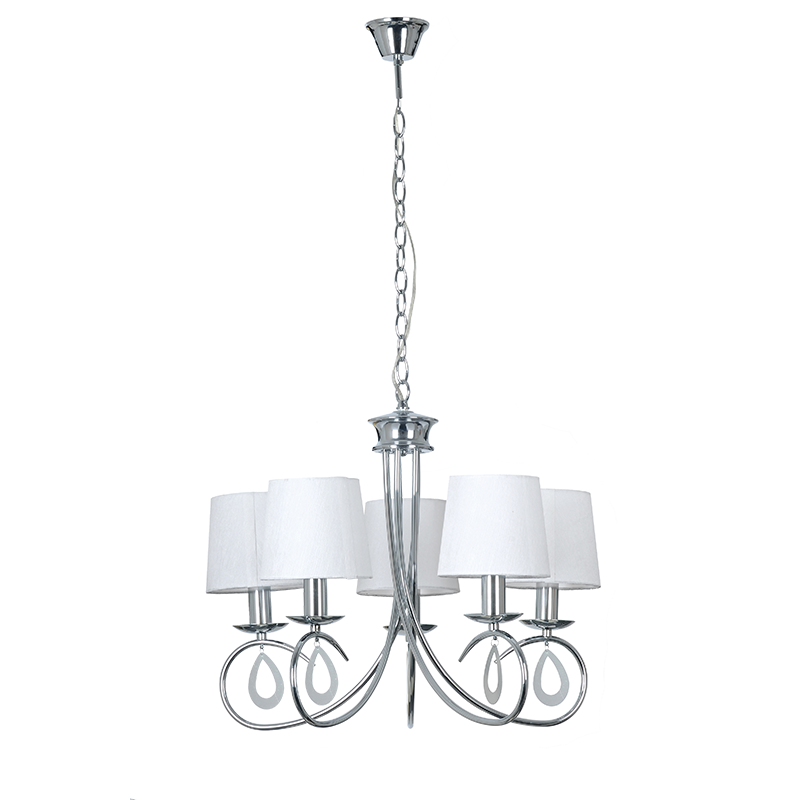 PHASING OUT PENDANT 5ΧE14 CHROME WHITE SHADE BASILICO TNK81490CR5P PHASING OUT PENDANT 5ΧE14 CHROME WHITE SHADE BASILICO TNK81490CR5P