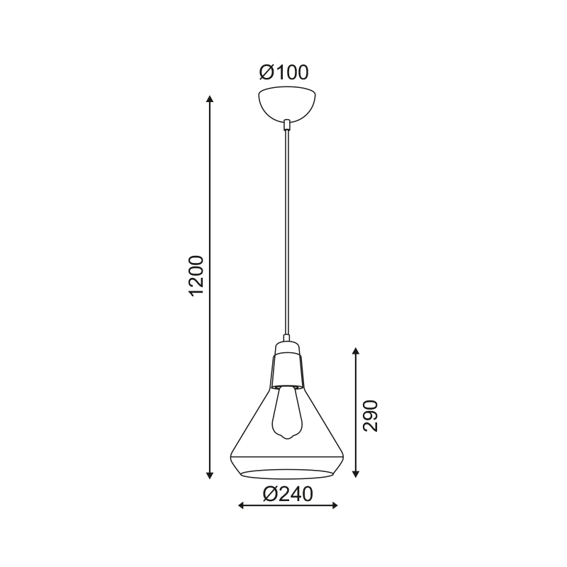 PHASING OUT PENDANT 1XE27 GLASS + METAL WOOD PAINTING Φ24ΧΗ120CM CIELOS V36035WD