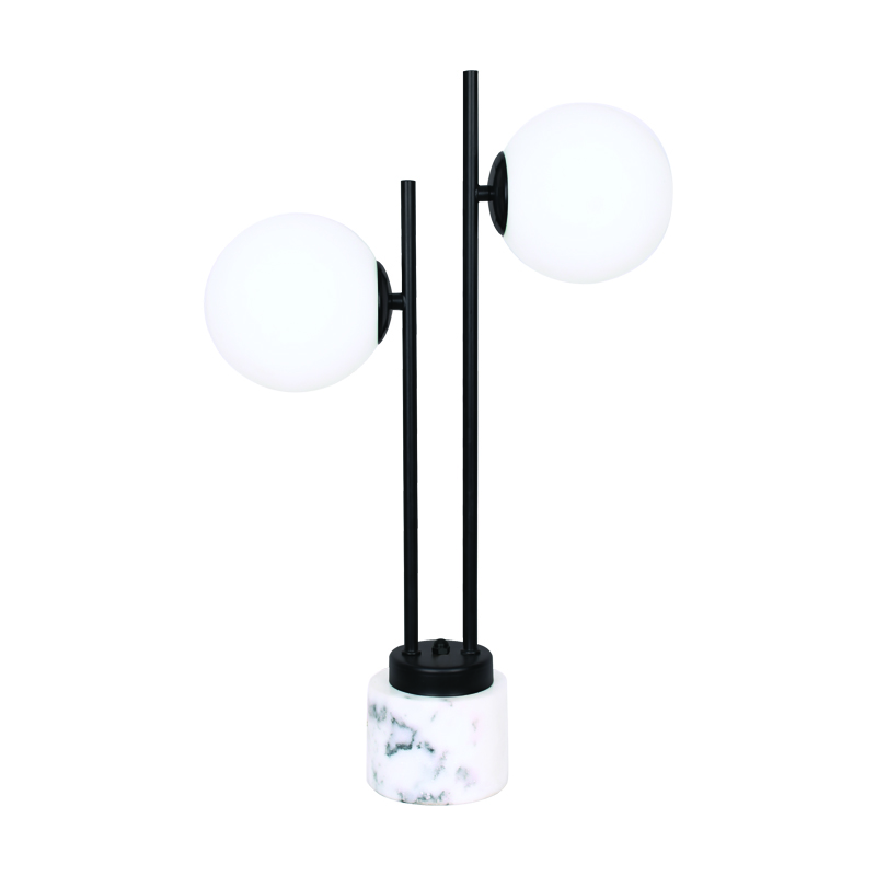 TABLE LAMP 2ΧΕ14 QUADRO BLACK METAL+ WHITE GLASS-MARBLE IP20 36X14XH61CM ML127022TBK TABLE LAMP 2ΧΕ14 QUADRO BLACK METAL+ WHITE GLASS-MARBLE IP20 36X14XH61CM ML127022TBK