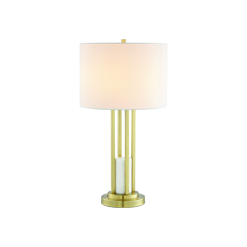 TABLE LUMINAIRE 1ΧΕ27 BELIZE GOLD METAL+WHITE SHADE-MARBLE IP20 D35,6XH66CM ML127161TGW