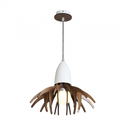 PENDANT LUMINAIRE 1ΧE27 DARK WOOD SHADE MDF + WHITE METAL Φ35XH80CM ALPS ZM170031P