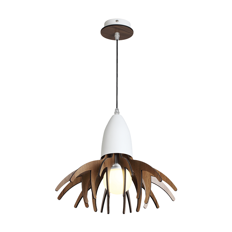 PENDANT LUMINAIRE 1ΧE27 DARK WOOD SHADE MDF + WHITE METAL Φ35XH80CM ALPS ZM170031P PENDANT LUMINAIRE 1ΧE27 DARK WOOD SHADE MDF + WHITE METAL Φ35XH80CM ALPS ZM170031P