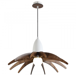PENDANT LUMINAIRE 1ΧE27 DARK WOOD SHADE MDF + WHITE METAL Φ50XH80CM ALPS ZM170041P