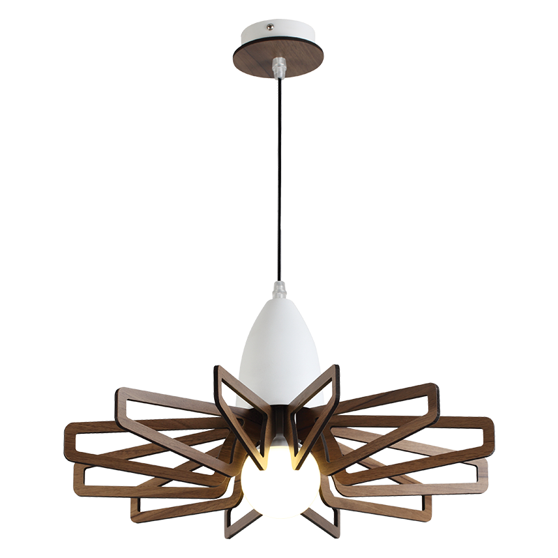 PENDANT LUMINAIRE 1ΧE27 DARK WOOD SHADE MDF + WHITE METAL Φ45XH80CM ALPS ZM170051P PENDANT LUMINAIRE 1ΧE27 DARK WOOD SHADE MDF + WHITE METAL Φ45XH80CM ALPS ZM170051P