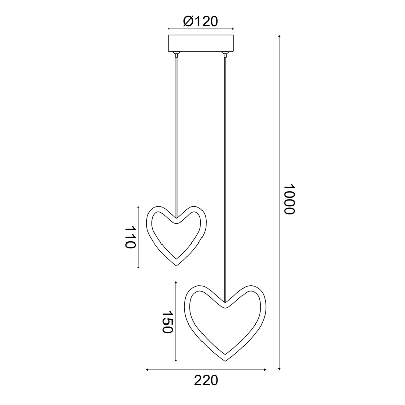 PENDANT L/F LED 14W 3000K 900LM INNAMORATO PINK METALLIC 24X14X100CM ZM202592PP