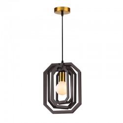 PENDANT LUMINAIRE 1ΧΕ27 DARK BROWN LEATHER MDF D24XH100CM TRITON ZM391P24WDL