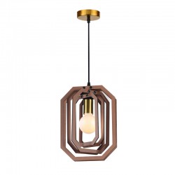PENDANT LUMINAIRE 1ΧΕ27 LIGHT BROWN LEATHER MDF D24XH100CM TRITON ZM391P24WLL