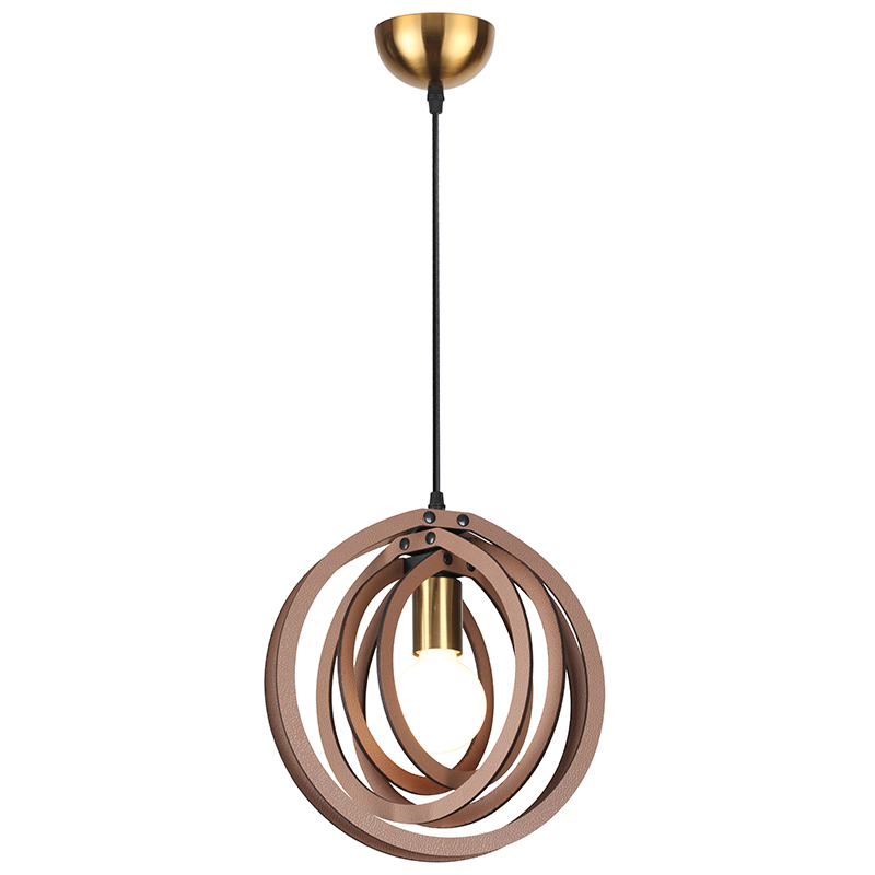 PENDANT LUMINAIRE 1ΧΕ27 LIGHT BROWN LEATHER MDF D29XH100CM TRITON ZM391P29WLL