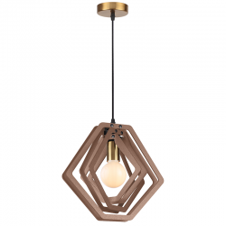 PENDANT LUMINAIRE 1ΧΕ27 LIGHT BROWN LEATHER MDF D34XH100CM TRITON ZM391P34WLL