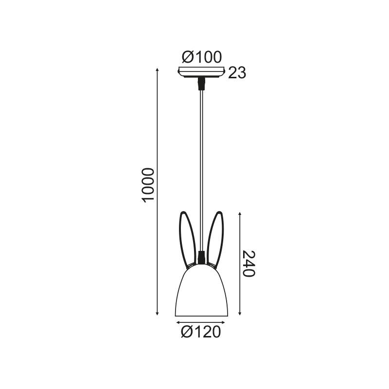 PENDANT LUMINAIRE 1ΧΕ27 PINK METAL D12XH100CM BUNNY ZM71P12P