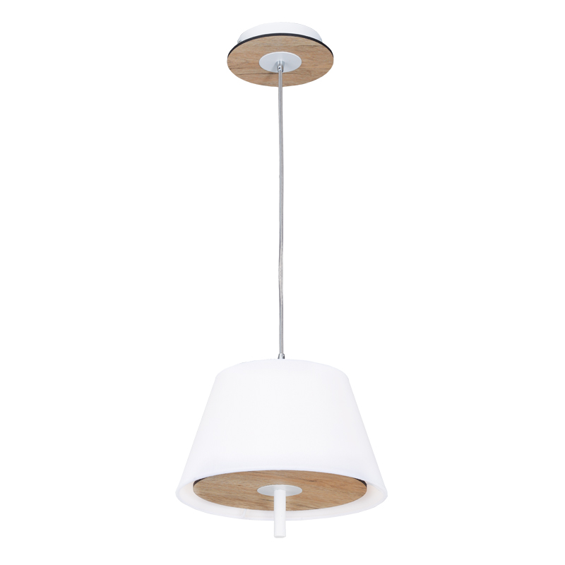 NETTO PENDANT LUMINAIRE 1ΧE27 LIGHT WOOD SHADE MDF + WHITE METAL + FABRIC Φ28ΧΗ80CM ZM16281PLW