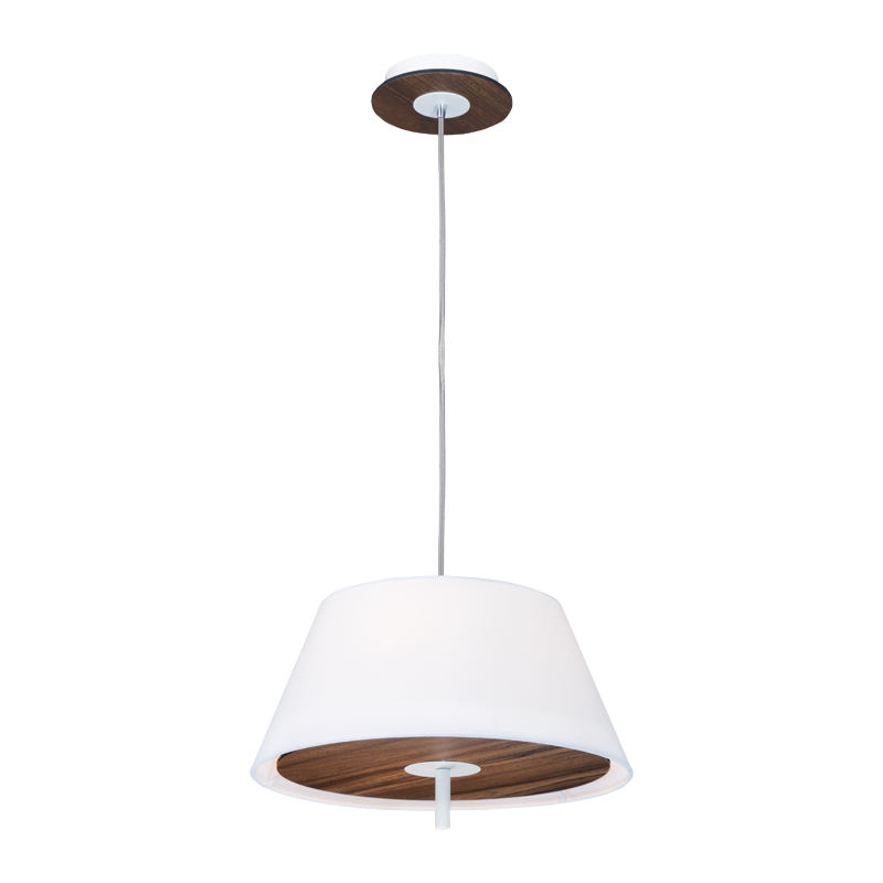 NETTO PENDANT LUMINAIRE 3ΧE27 DARK WOOD SHADE MDF + WHITE METAL + FABRIC Φ40ΧΗ80CM ZM16403PDW