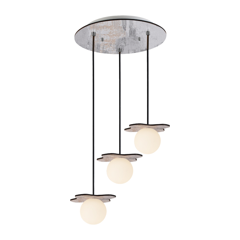 NETTO PENDANT LUMINAIRE 3ΧG9 OLD WOOD SHADE MDF + WHITE GLASS Φ30ΧΗ60CM ZM170043POW NETTO PENDANT LUMINAIRE 3ΧG9 OLD WOOD SHADE MDF + WHITE GLASS Φ30ΧΗ60CM ZM170043POW