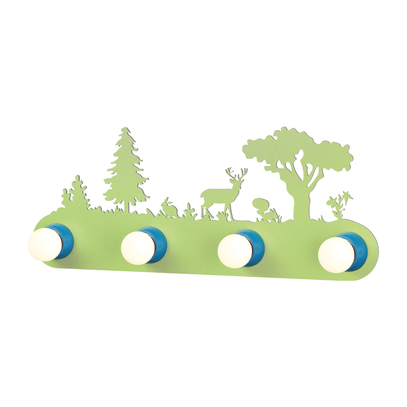 NETTO WALL LUMINAIRE 4XE27 GREEN METALLIC+MDF FOREST 51Χ20,6Χ13,5CM ZN170114WG
