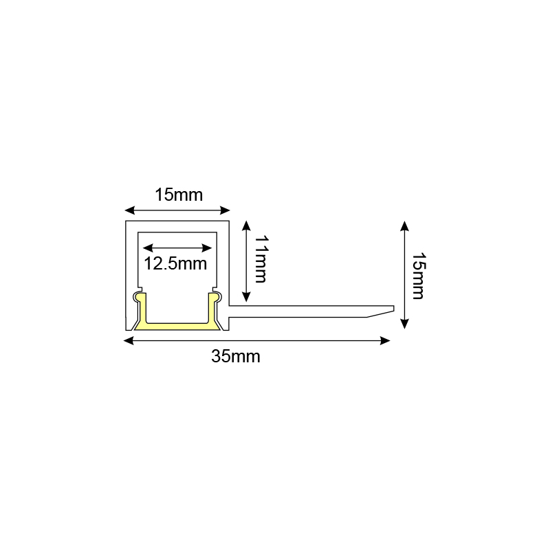 LING ONE SIDE TRIMLESS ALUMINUM PROFILE WITH OPAL PC DIFFUSER 2m/pc P135A