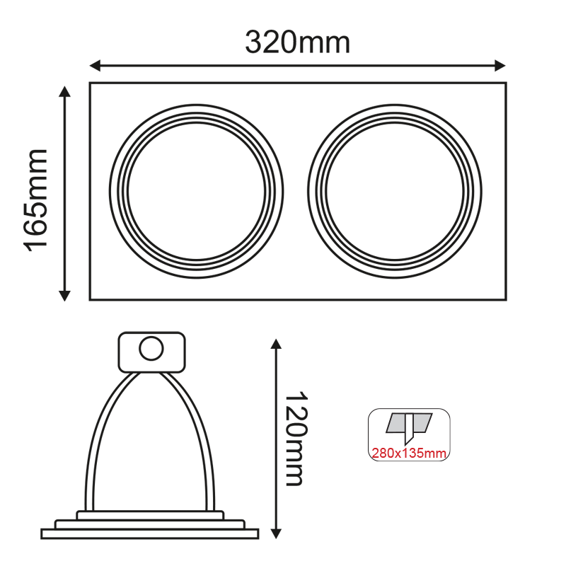 SPOT AR111 XMS DOUBLE WHITE SQUARE 320x165 XMSAR2W SPOT AR111 XMS DOUBLE WHITE SQUARE 320x165 XMSAR2W