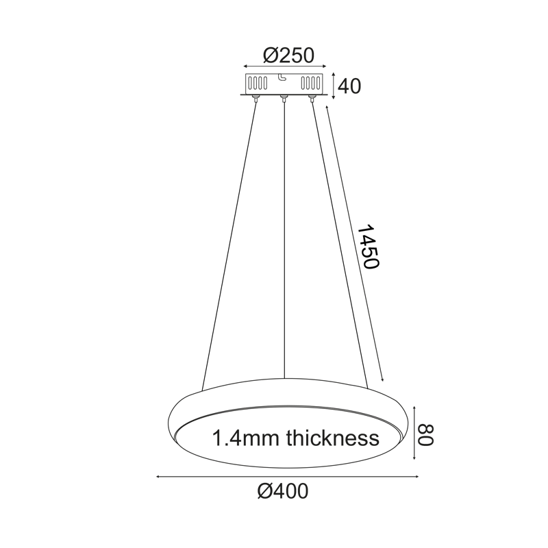 PENDANT LUMINAIRE LED 32W 2560LM 3000K WHITE METAL D40XH140CM KALLISTA V27LEDP40WH PENDANT LUMINAIRE LED 32W 2560LM 3000K WHITE METAL D40XH140CM KALLISTA V27LEDP40WH