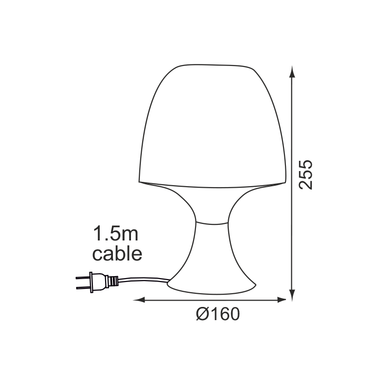 TABLE LAMP 1XE14 PLASTIC DARK GREY Φ16XH25,5CM NIOKI 1024SDGY