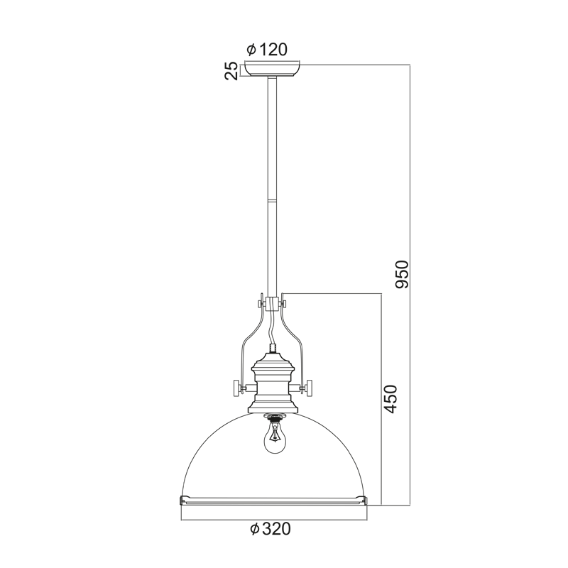 METAL BELL POLISHED CHROME COLOR 1XE27 with glass CRONUS KS1300P311CH