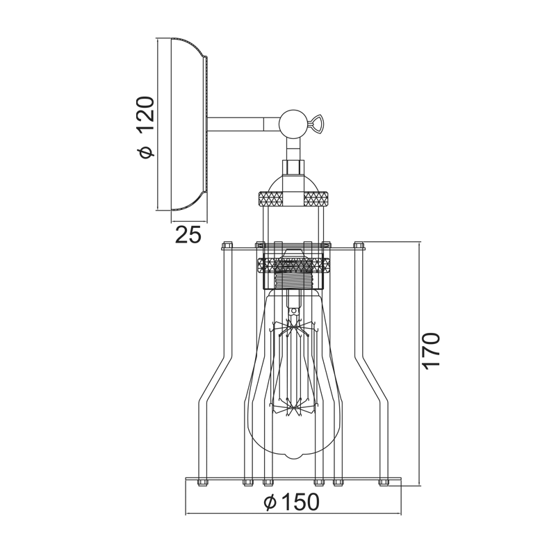 WALL LAMP METAL BLACK 1ΧE27 SOTIS KS1342W151BKACA