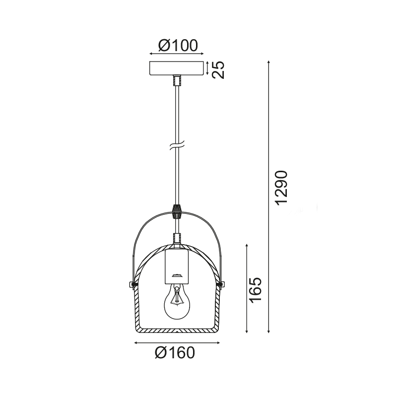 PENDANT 1ΧΕ27 GREY CEMENT D16XH130CM CARAMELO KS411P16G