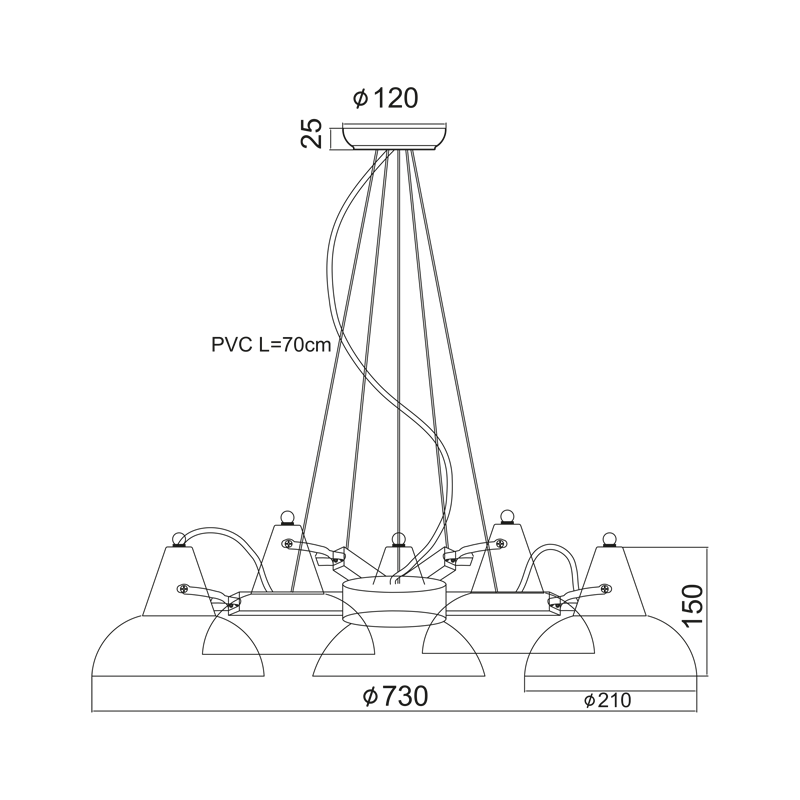 PENDANT METALIC 5XE27 BLACK SOLON KS2025P5BK PENDANT METALIC 5XE27 BLACK SOLON KS2025P5BK