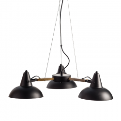 PENDANTMETAL BLACK 3ΧE27 with WOOD SOLON KS2025P3BK PENDANTMETAL BLACK 3ΧE27 with WOOD SOLON KS2025P3BK