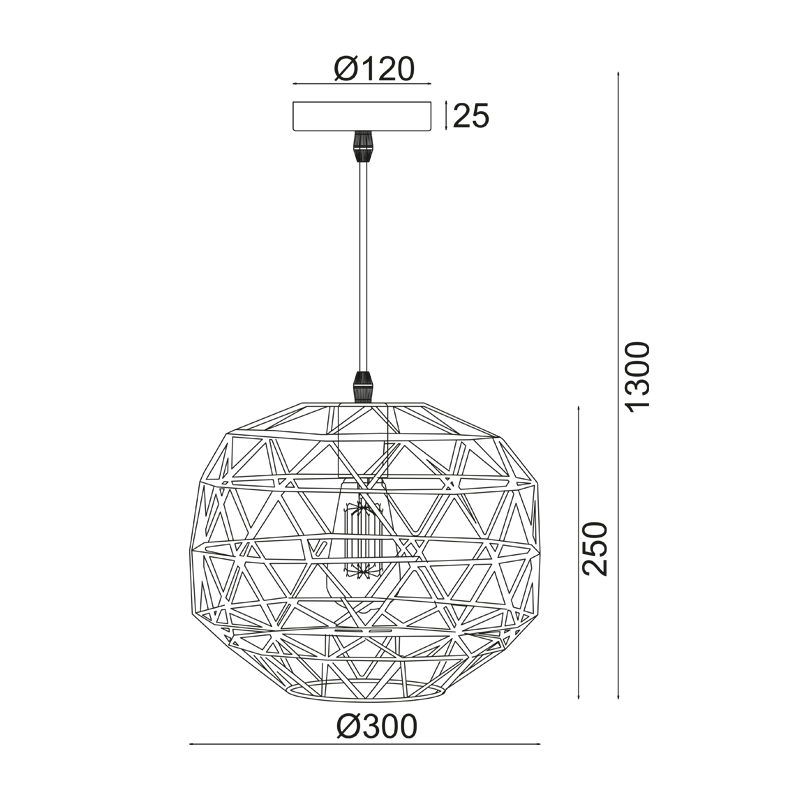 PENDANT 1ΧΕ27 METAL BLACK GRID Φ30ΧΗ130CM ALADDIN KS180430PB