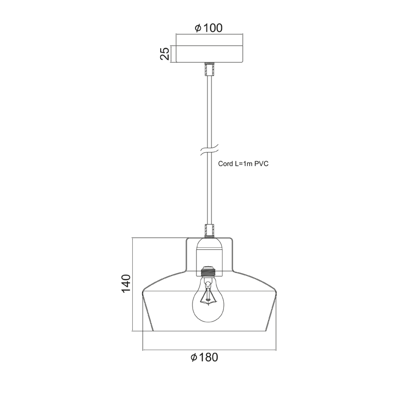 PHASING OUT BELL METALIC BLACK D20CM 1ΧE27 BAHAMAS KS1447P1SDB