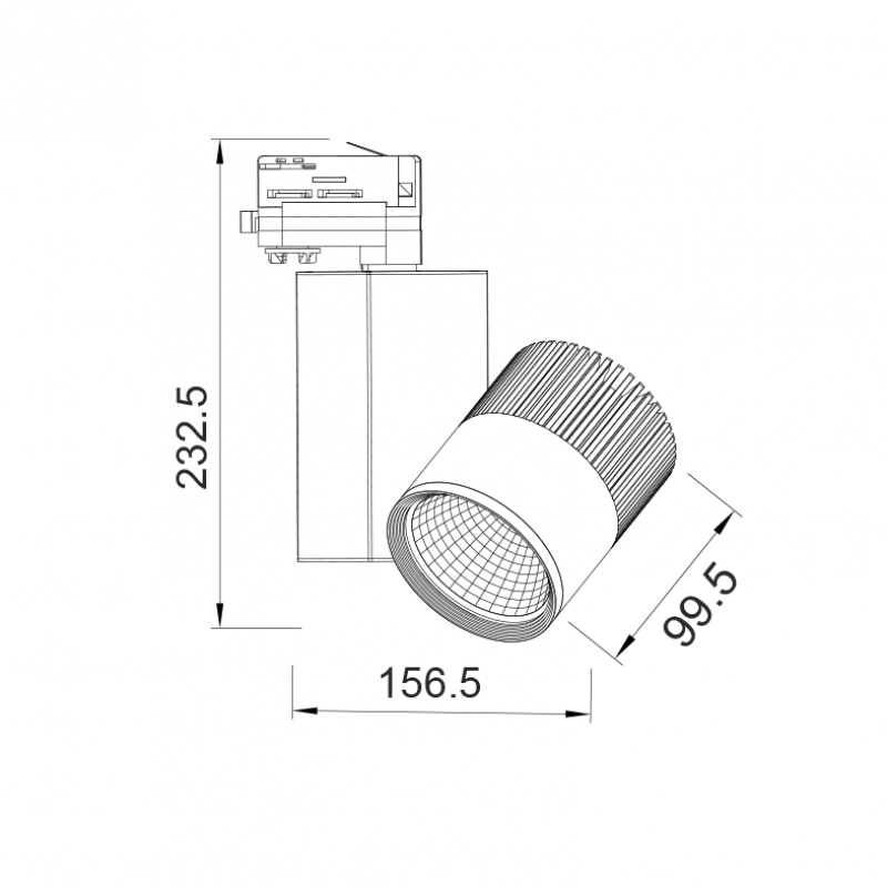 WHITE LED TRACK LIGHT 30W 6000K 4WIRES 36° 2300LM 230V Ra80 BIENAL3060W4