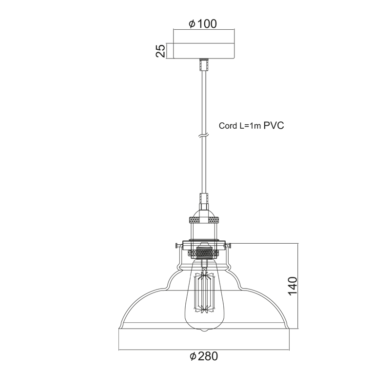PENDANTCLEAR GLASS 1ΧE27 D28CM SMYRNA KS1295PCL1BK PENDANTCLEAR GLASS 1ΧE27 D28CM SMYRNA KS1295PCL1BK