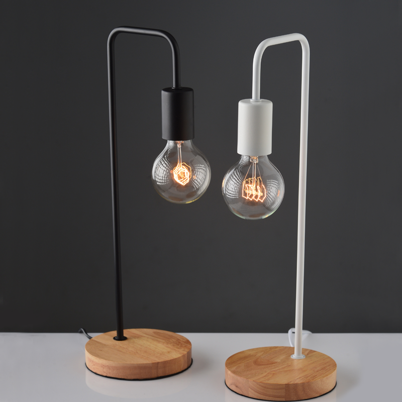 TABLE LAMP 1ΧΕ27 WHITE METALLIC WITH WOOD Φ18XH48cm NAXOS KS1755WWD