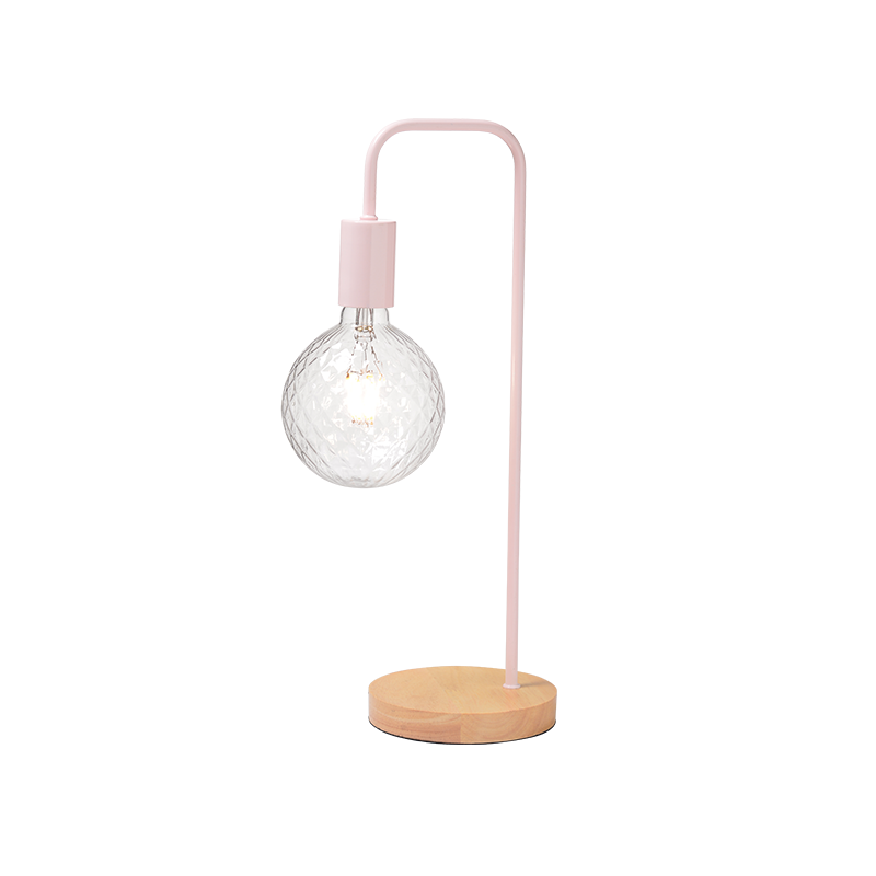 TABLE LAMP 1ΧΕ27 PALE PINK METALLIC WITH WOOD Φ18XH48cm NAXOS KS1755TPW