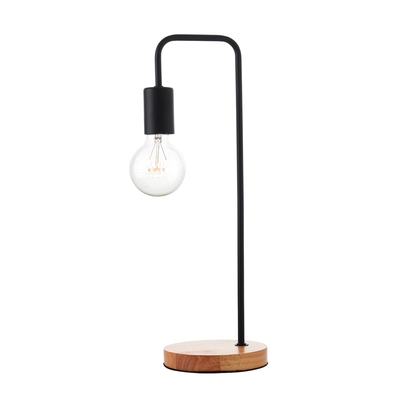 TABLE LAMP 1ΧΕ27 BLACK METALLIC WITH WOOD Φ18XH48cm NAXOS KS1755BWD TABLE LAMP 1ΧΕ27 BLACK METALLIC WITH WOOD Φ18XH48cm NAXOS KS1755BWD