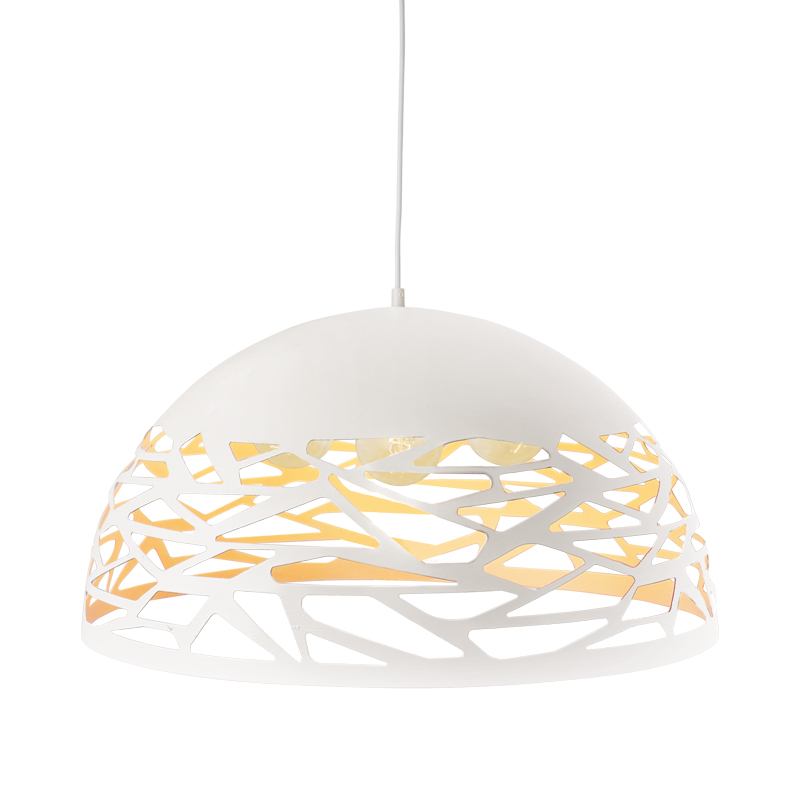 NETTO METALLIC PENDANT DECORATIVE HIGH BAY 3 Χ Ε27 WHITE PERFORATED Φ50CM KS191950W