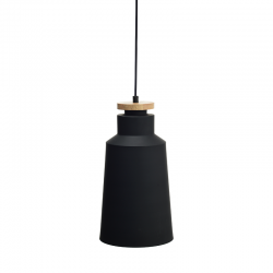 PENDANT 1ΧΕ27 METALIC BLACK+WOOD Φ20ΧΗ140CM AENEAS KS1987PBW