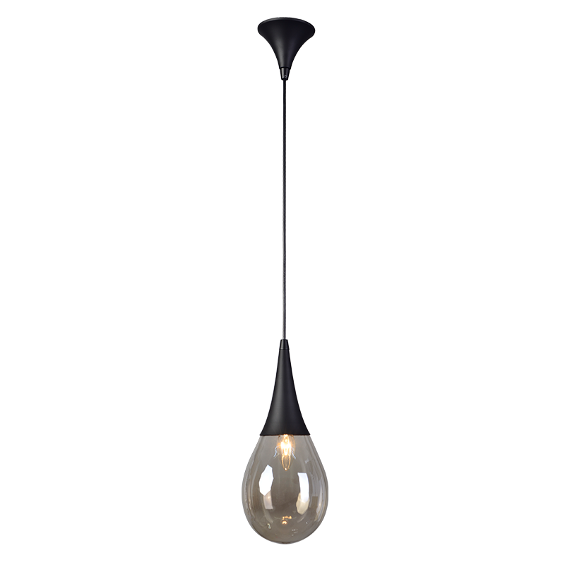 PENDANT LIGHT 1XE14 BLACK METAL   AMBER GLASS D16CM ATENA OD53421BK