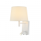 METALLIC WALL LIGHTING FICTURE WITH FABRIC CONICAL SHADE MOVABLE LED READING HEAD AND ON/OFF SWITCH ON THE BOTTOM. NARKISSOS OD5617WLED