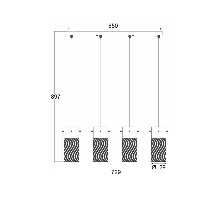 PENDANT TRACK GLASS 4XΕ14 DALI FW50504