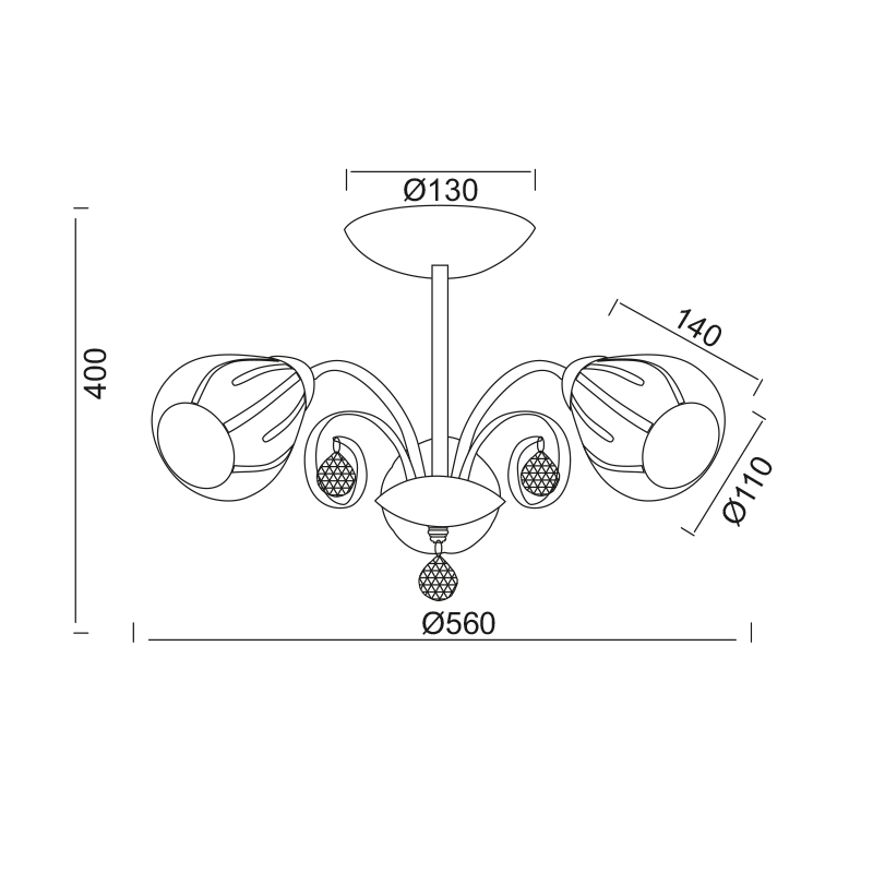 PENDANT CRYSTAL GLASS 3ΧE14 CARDINAL FMX51493 PENDANT CRYSTAL GLASS 3ΧE14 CARDINAL FMX51493