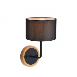 WALL MOUNTED 1ΧΕ27 METAL BLACK/ ABAZOUR+WOOD 22X18ΧΗ31CM YASMINE OD6508WBK