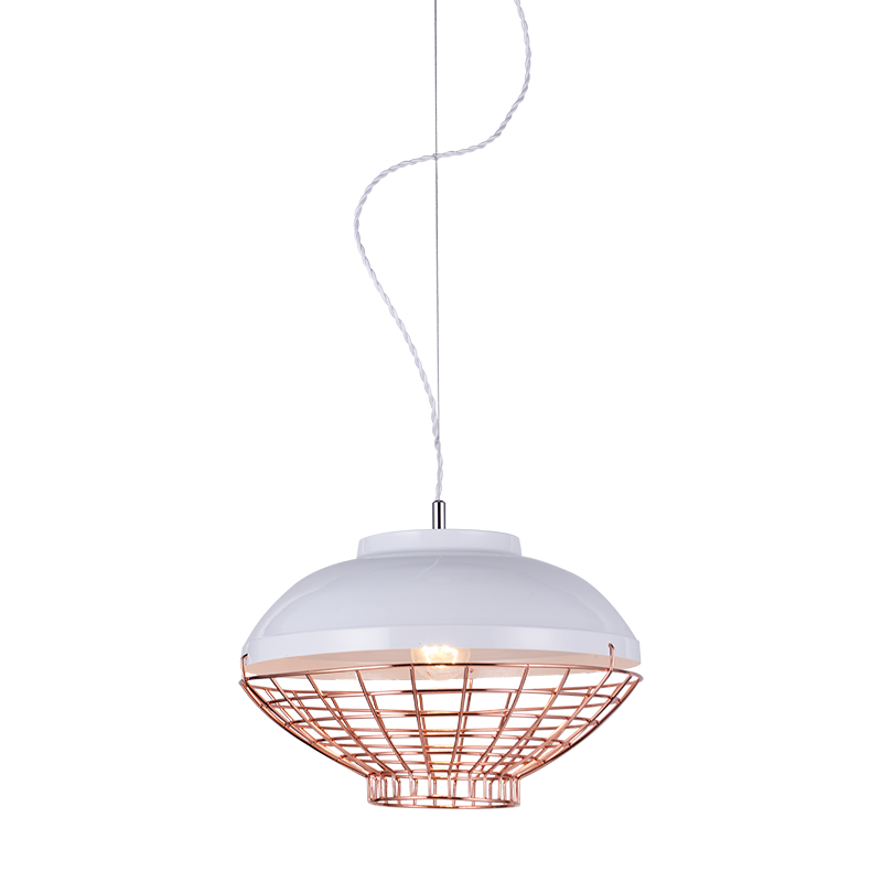 PENDANT 1XE27 METAL WHITE+COPPER Φ40ΧΗ150CM LETO OD5396