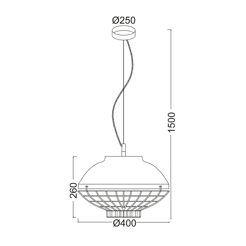 PENDANT 1XE27 METAL WHITE+COPPER Φ40ΧΗ150CM LETO OD5396