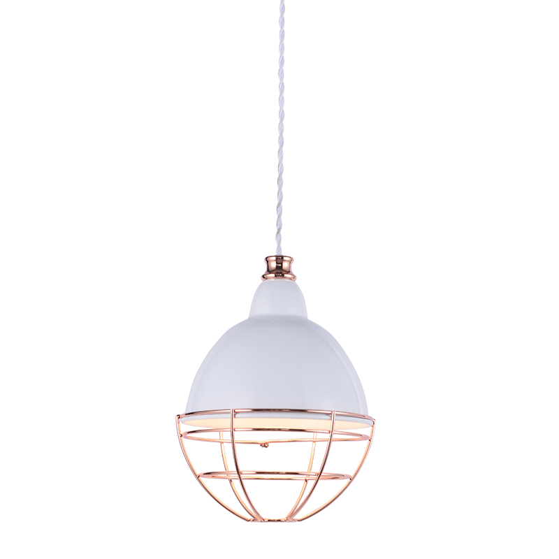 PENDANT 1XE27 METAL WHITE+COPPER Φ20ΧΗ150CM LETO OD5399