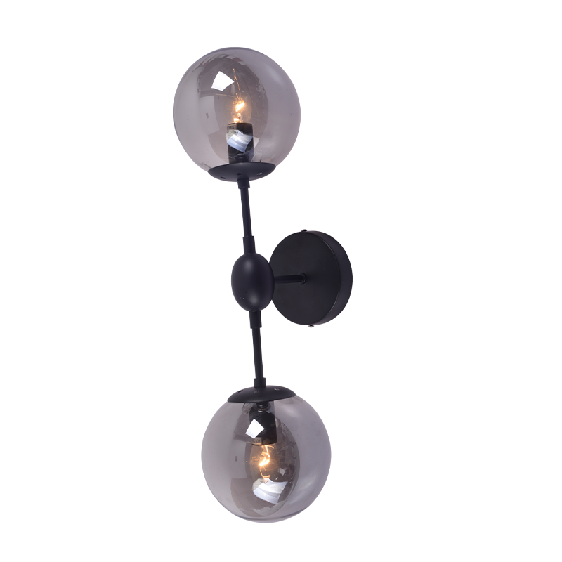 WALL MOUNTED 2XE14 METAL BLACK+ TINTED GLASS BOMBAY OD807002W
