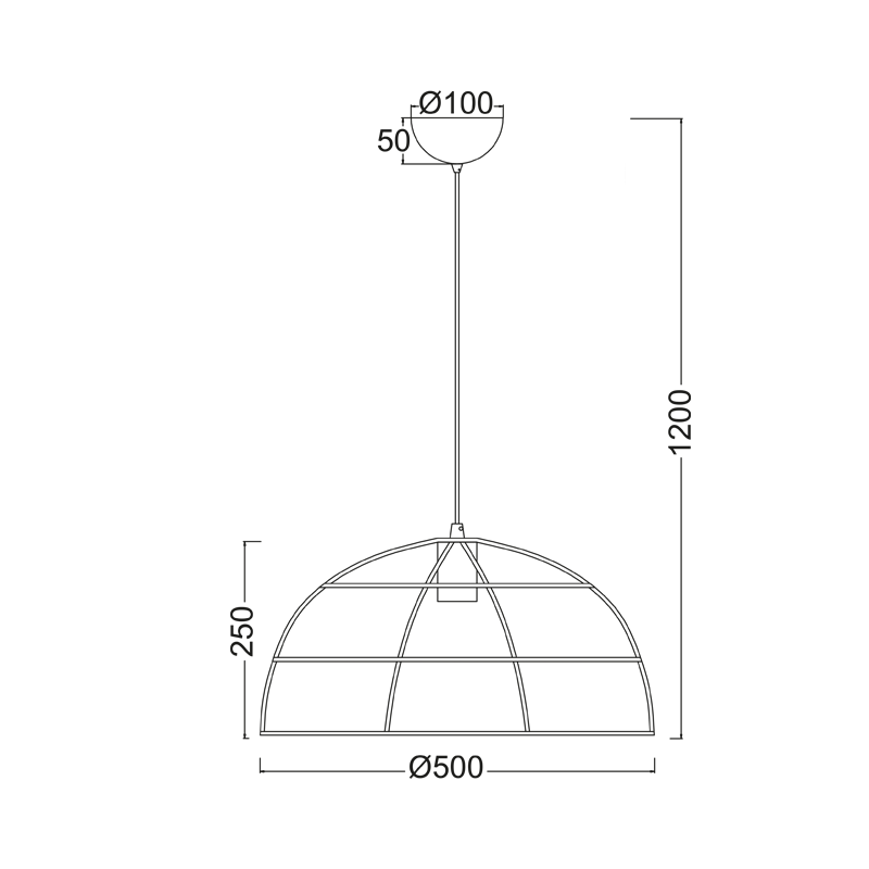 PENDANT 1XE27 METALIC GRID BLACK Φ50ΧΗ120CM PROMETHEUS OD543650